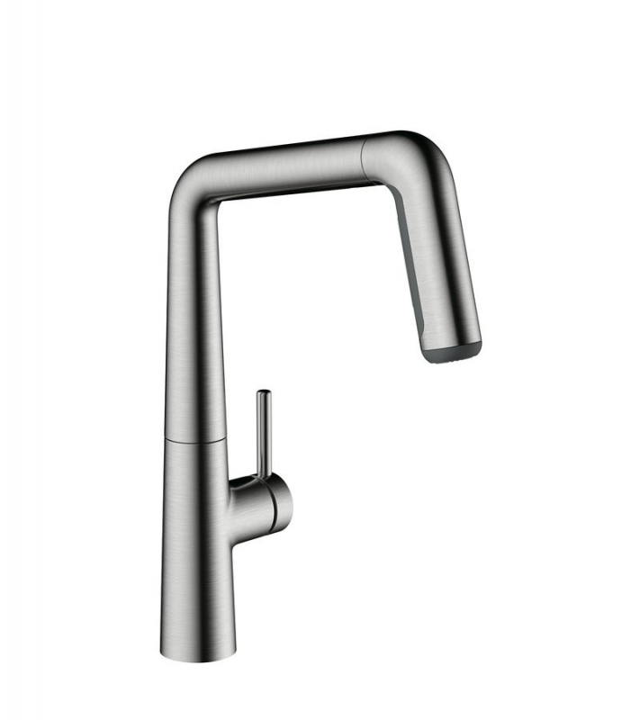 KWC Kio 3, single lever mixer stainless steel finish, high pressure hose shower, 5022278