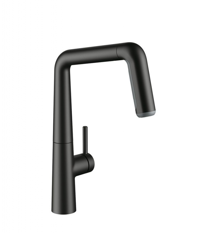 KWC Kio 3, single-lever mixer tap black matt, high-pressure hose shower, 5022275