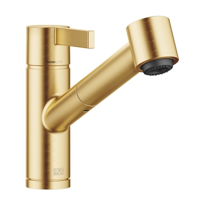 Dornbracht Eno pull-out single lever mixer with shower function, high pressure, brushed brass, 33870760-28