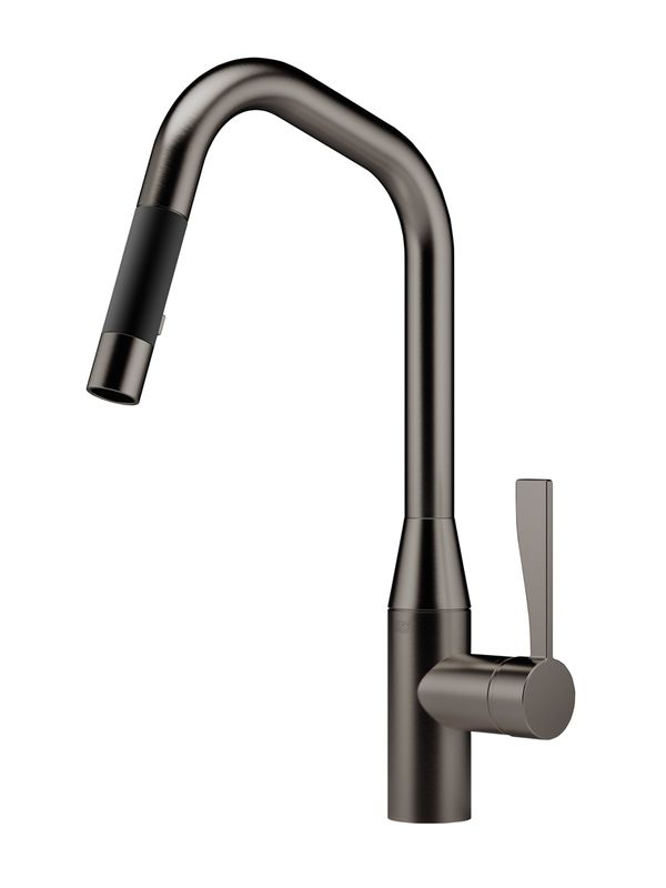 Dornbracht Sync pull-down single lever mixer with shower function, high pressure, brushed dark platinum, 33870895-99