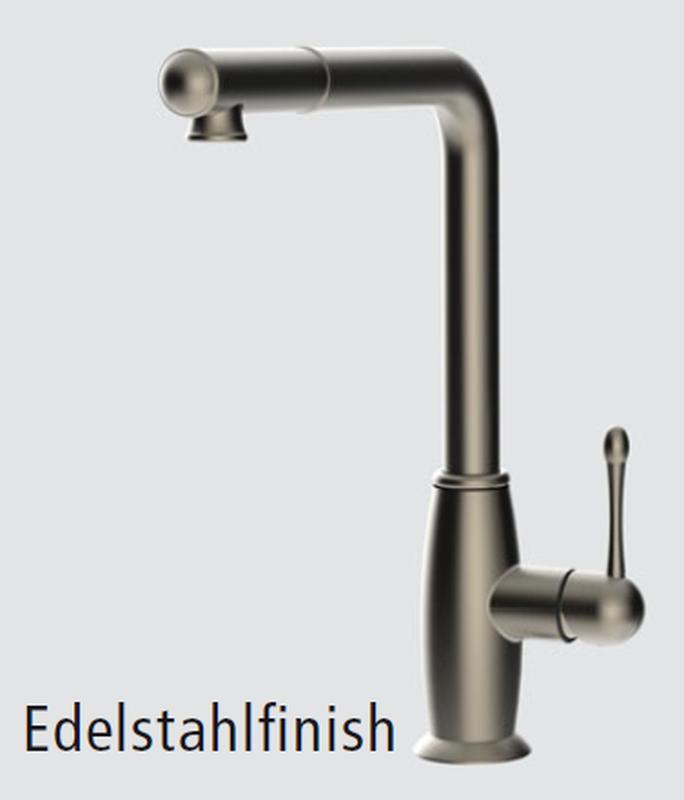 Systemceram KeraDomo TRADIZIONE, single lever mixer with pull spout, high pressure, 10356, color stainless steel finish