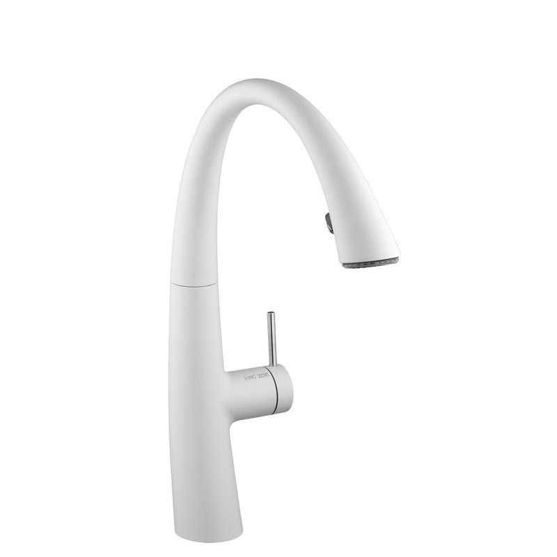 KWC Zoe 2, single lever mixer white matt, high pressure hose shower, 5022253