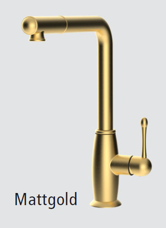 Systemceram KeraDomo TRADIZIONE, single lever mixer with pull spout, high pressure, 10456, color matt gold