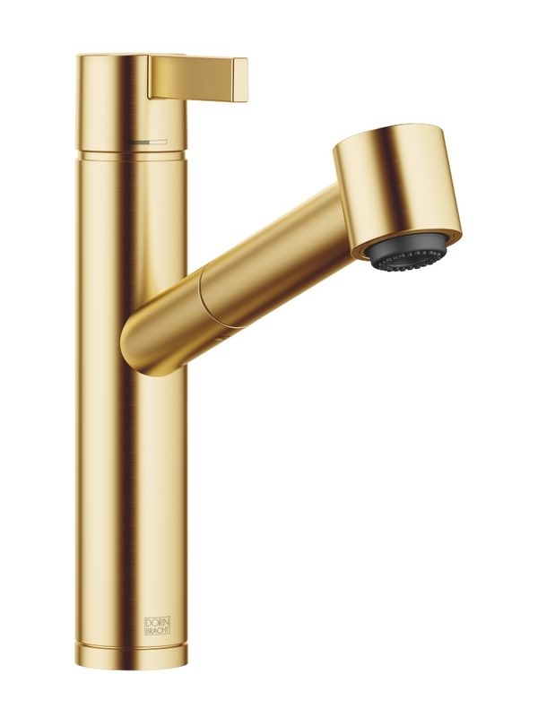 Dornbracht Eno pull-out single lever mixer with shower function, high pressure, brushed brass, 33875760-28