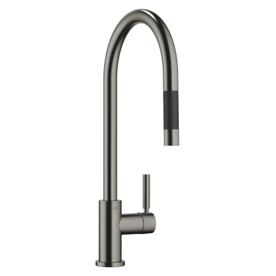 Dornbracht Tara pull-down single lever mixer with shower function, high pressure, brushed dark platinum, 33870888-99