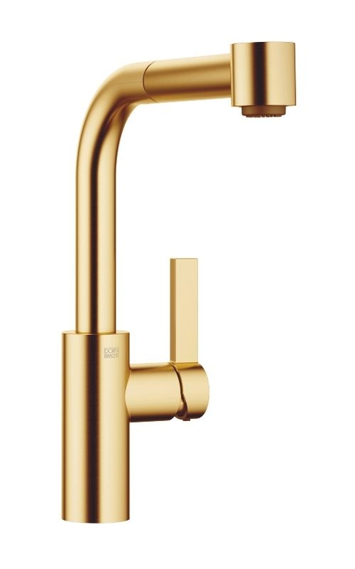 Dornbracht Elio pull-out single lever mixer with shower function, high pressure, brushed brass, 33870790-28