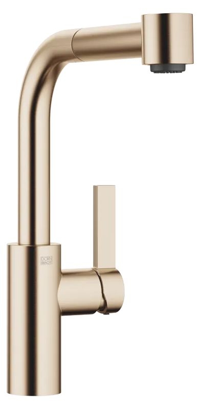 Dornbracht Elio pull-out single lever mixer with shower function, high pressure, brushed champagne, 33870790-46