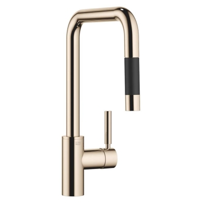 Dornbracht META SQUARE pull-down single lever mixer with shower function, high pressure, champagne, 33870861-47