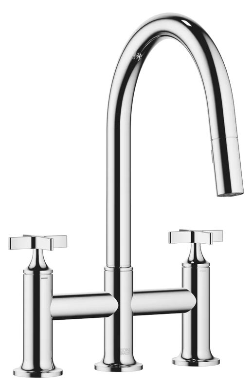 Dornbracht VAIA three-hole pull-down bridge mixer with shower function - chrome, 19875809-00