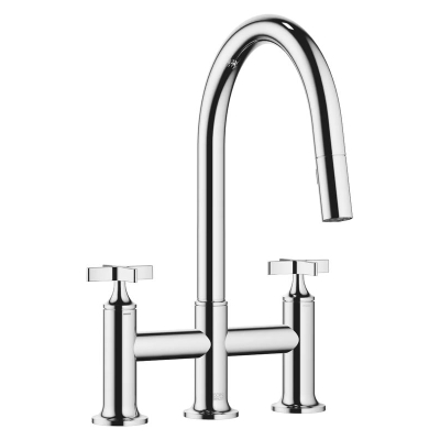 Dornbracht VAIA three-hole pull-down bridge mixer with shower function - chrome, 19875809-00