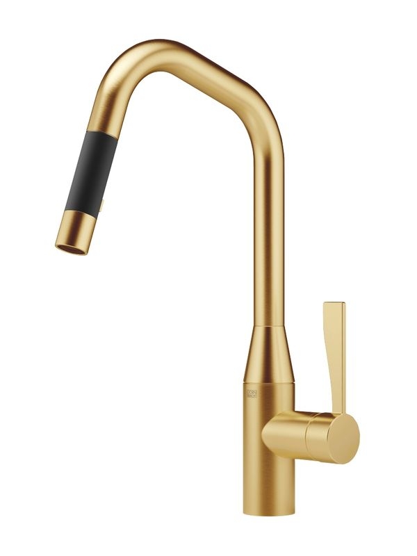 Dornbracht Sync pull-down single lever mixer with shower function, high pressure, brushed brass, 33875895-28