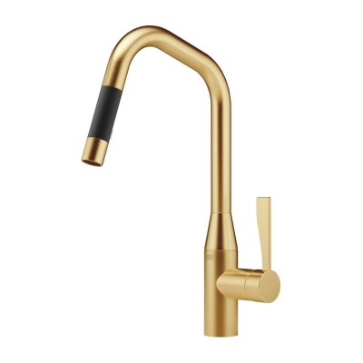 Dornbracht Sync pull-down single lever mixer with shower function, high pressure, brushed brass, 33870895-28