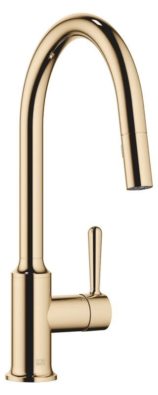 Dornbracht VAIA pull-down single lever mixer with shower function, high pressure, brass (23kt gold), 33870809-09