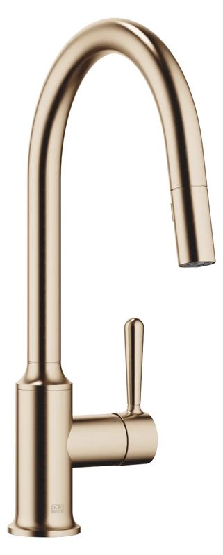 Dornbracht VAIA pull-down single lever mixer with shower function, high pressure, brushed champagne, 33870809-46