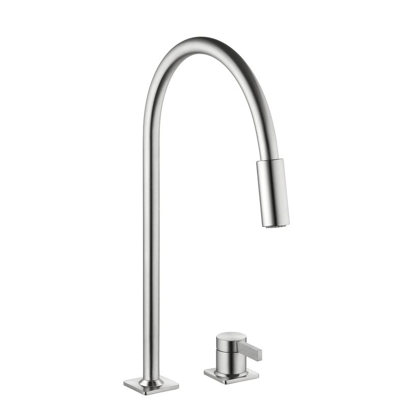 KWC Era 1, single lever mixer stainless steel, high pressure hose shower, 5022260