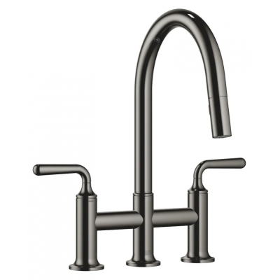 Dornbracht VAIA three-hole pull-down bridge mixer with shower function - Dark Chrome, 19870809-19