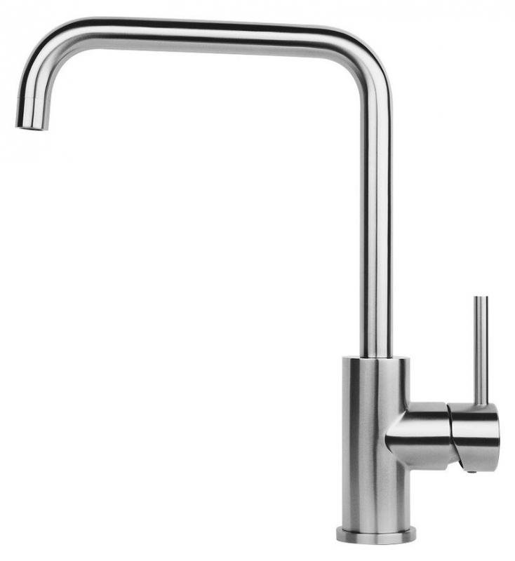 Reginox Logan single lever mixer, fixed spout high pressure, brushed stainless steel, R31797