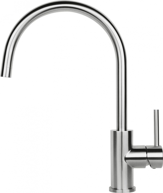 Reginox Spring single lever mixer, fixed spout high pressure, brushed stainless steel, R31780