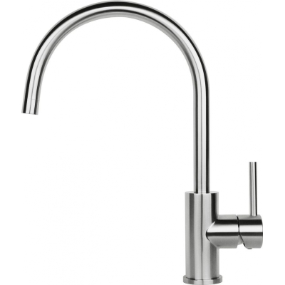 Смеситель Reginox Spring, однорычажный, фиксированный излив, высокое давление, матовая нержавеющая сталь, R31780