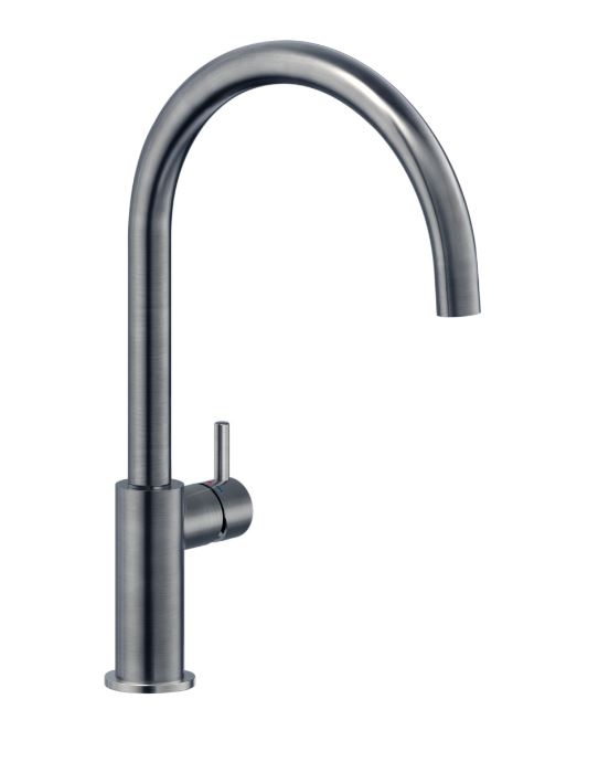 Reginox Levisa single lever mixer, fixed spout high pressure, gun metal silver, R35283