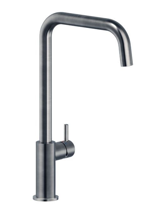 Reginox Leon single lever mixer, fixed spout high pressure, gun metal silver, R35252