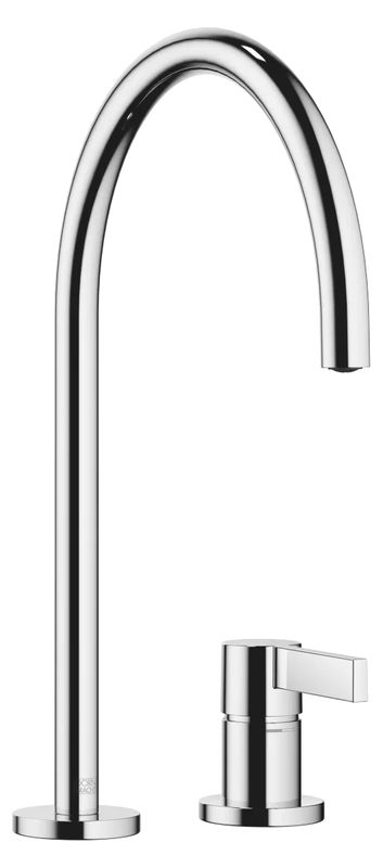 Dornbracht TARA ULTRA single lever mixer, two-hole mixer with individual rosettes, high pressure, chrome, 32815875-00