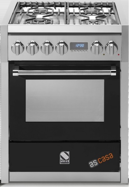 Steel Genesi 70, range cooker, 70 cm, Combisteam, color black, G7S-4BA, with 5 year guarantee!