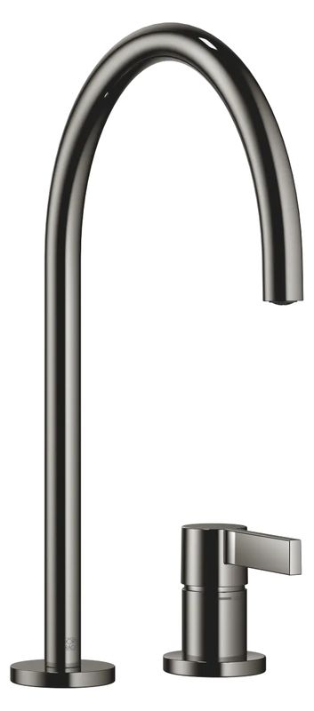 Dornbracht TARA ULTRA single lever mixer, two-hole mixer with individual rosettes, high pressure, dark chrome, 32815875-19