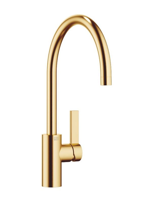 Dornbracht Tara Ultra single lever mixer with fixed spout, high pressure, brushed brass, 33816875-28