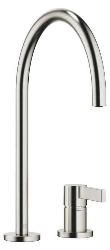 Dornbracht TARA ULTRA single lever mixer, two-hole mixer with individual rosettes, high pressure, brushed platinum, 32815875-06