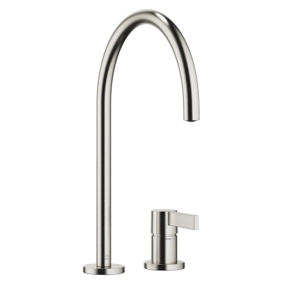 Dornbracht TARA ULTRA single lever mixer, two-hole mixer with individual rosettes, high pressure, brushed platinum, 32815875-06