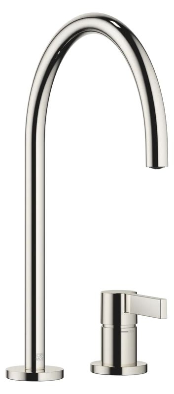 Dornbracht TARA ULTRA single lever mixer, two-hole mixer with individual rosettes, high pressure, platinum, 32815875-08