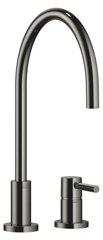 Dornbracht TARA single lever mixer, two-hole mixer with individual rosettes, high pressure, dark chrome, 32815888-19