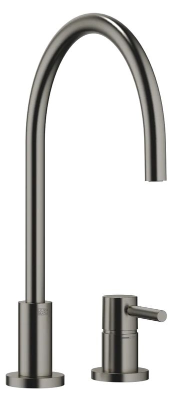 Dornbracht TARA single lever mixer, two-hole mixer with individual rosettes, high pressure, dark platinum brushed, 32815888-99