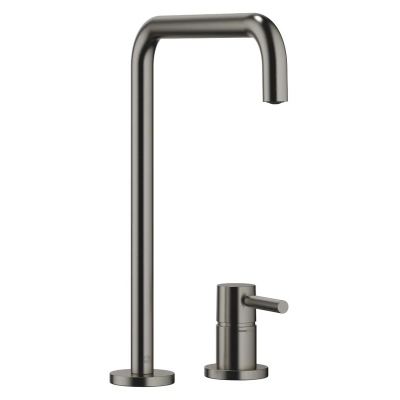 Dornbracht META SQUARE single lever mixer, two-hole mixer with individual rosettes, high pressure, dark platinum brushed, 32815861-99