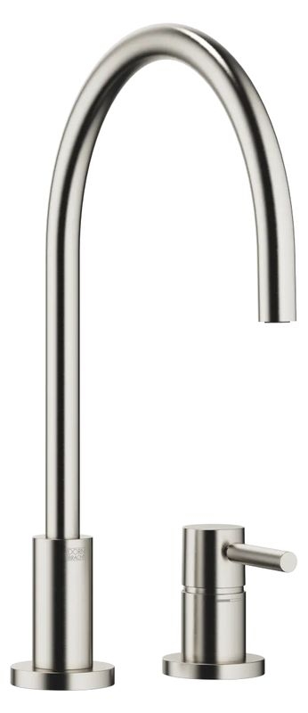 Dornbracht TARA single lever mixer, two-hole mixer with individual rosettes, high pressure, brushed platinum, 32815888-06