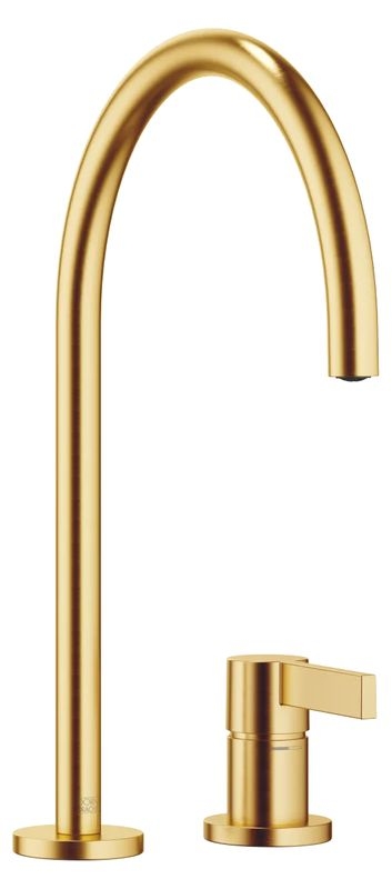 Dornbracht TARA ULTRA single lever mixer, two-hole mixer with individual rosettes, high pressure, brushed brass, 32815875-28