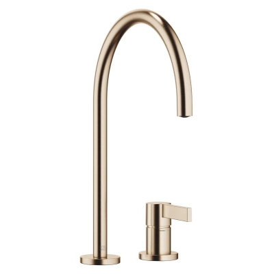 Dornbracht TARA ULTRA single lever mixer, two-hole mixer with individual rosettes, high pressure, brushed champagne, 32815875-46