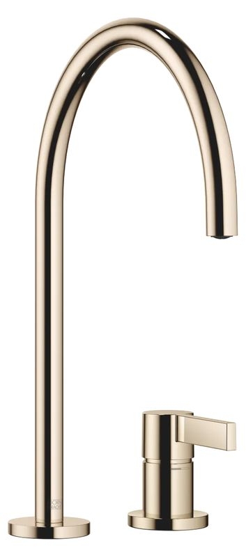 Dornbracht TARA ULTRA single lever mixer, two-hole mixer with individual rosettes, high pressure, champagne, 32815875-47