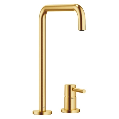 Dornbracht META SQUARE single lever mixer, two-hole mixer with individual rosettes, high pressure, brushed brass, 32815861-28