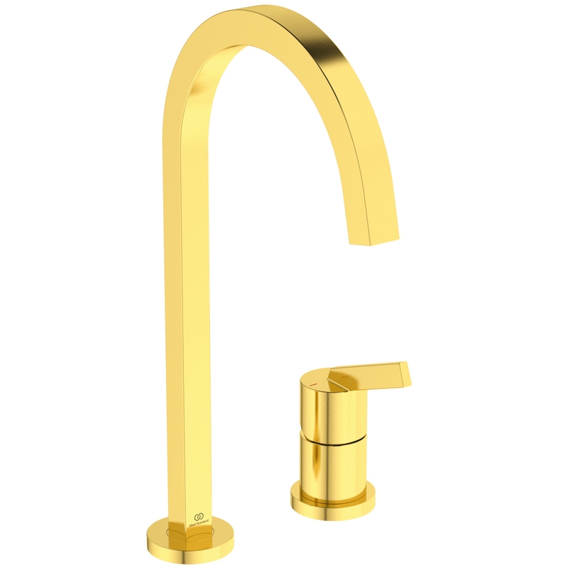 Ideal Standard Gusto E2, brushed gold, high pressure, two-hole single lever mixer, 5024186