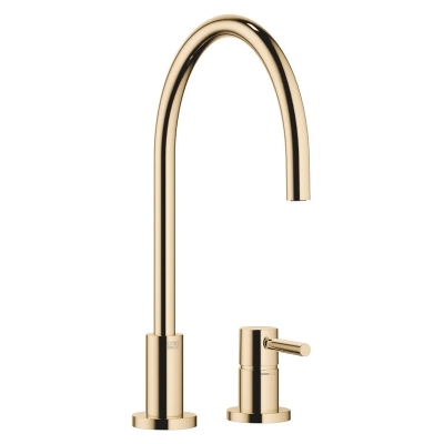 Dornbracht TARA single lever mixer, two-hole mixer with individual rosettes, high pressure, brass (23kt gold), 32815888-09