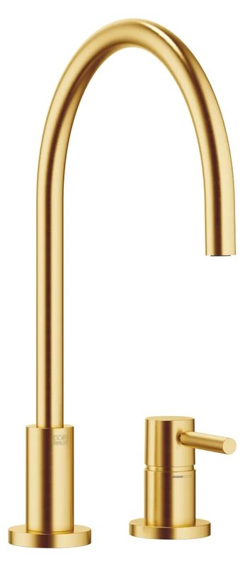 Dornbracht TARA single lever mixer, two-hole mixer with individual rosettes, high pressure, brushed brass, 32815888-28