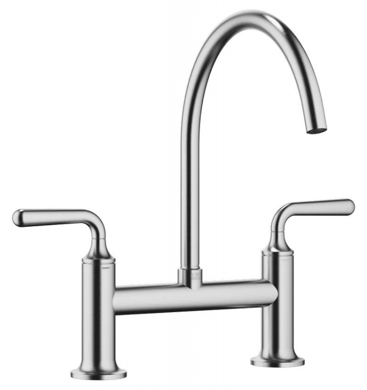 Dornbracht VAIA two-hole bridge mixer for sink/professional shower - brushed chrome (stainless steel look), 19815809-93