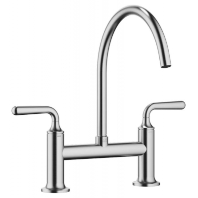 Dornbracht VAIA two-hole bridge mixer for sink/professional shower - brushed chrome (stainless steel look), 19815809-93