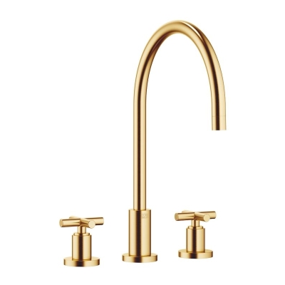 Dornbracht Tara three-hole battery, high pressure, brushed brass, 20815892-28