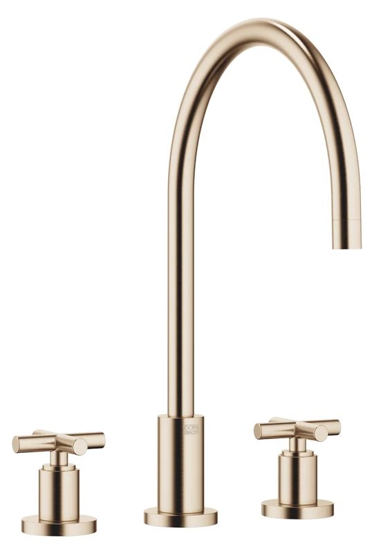 Dornbracht Tara three-hole battery, high pressure, brushed champagne (22kt gold), 20815892-46