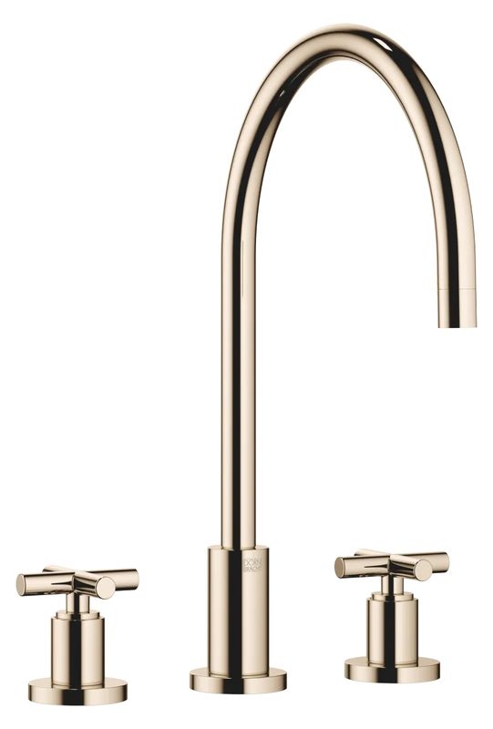 Dornbracht Tara three-hole battery, high pressure, champagne (22kt gold), 20815892-47