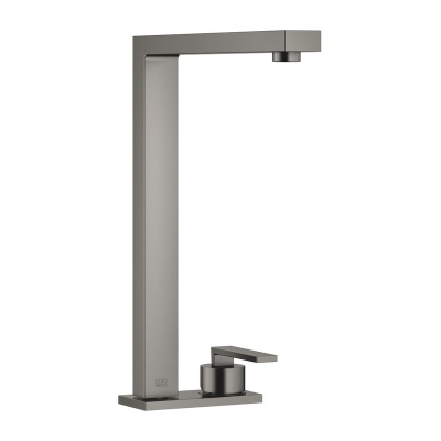 Dornbracht Lot single lever mixer, two-hole mixer with cover plate, high pressure, dark platinum brushed, 32843680-99