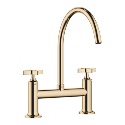 Dornbracht VAIA two-hole bridge mixer for sink/professional shower - brass (23kt gold), 19825809-09